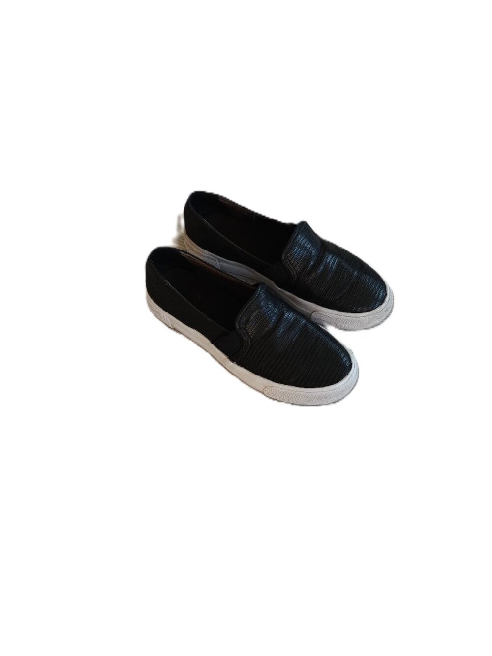 Gilley Black Slip-On Sneakers | Textured | White Sole | Size 6